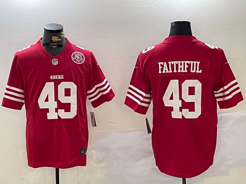 Men San Francisco 49ers #49 Faithful Red Three generations 2024 Nike Vapor Limited NFL Jersey style 6->san francisco 49ers->NFL Jersey
